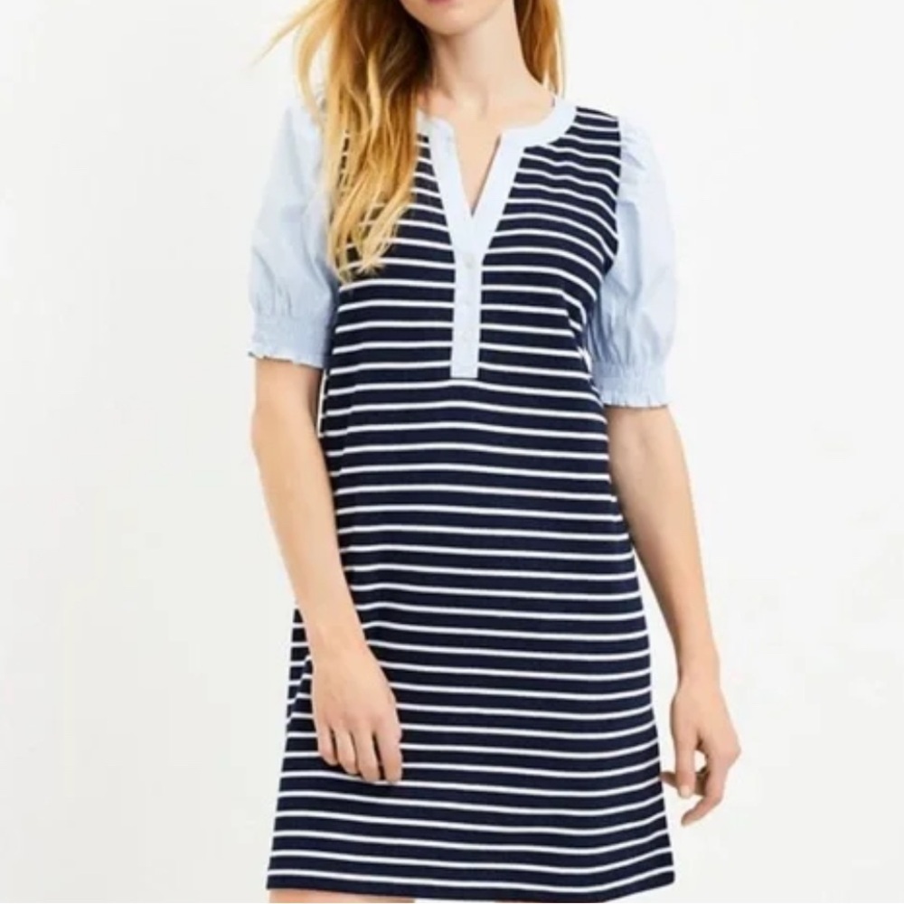 LOFT Striped Short Sleeve Dress preloved Size large